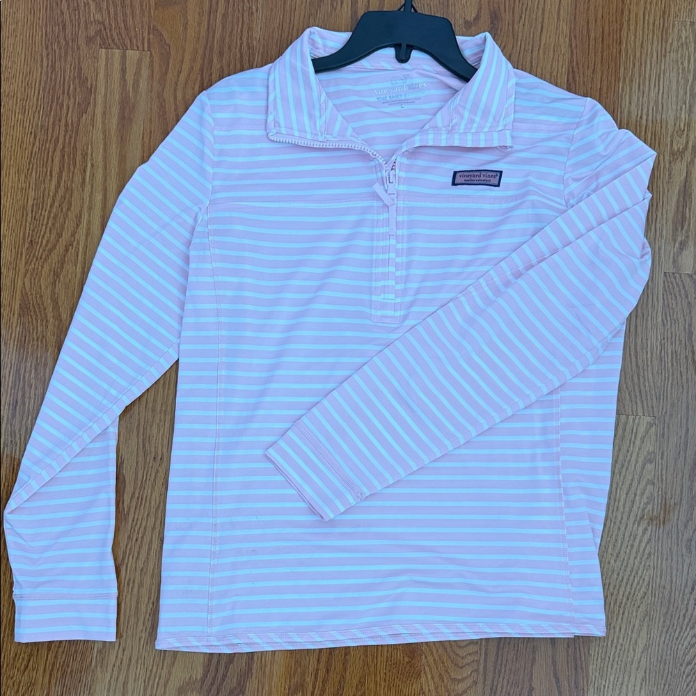 Vineyard Vines Pink and White Striped Sweatshirt